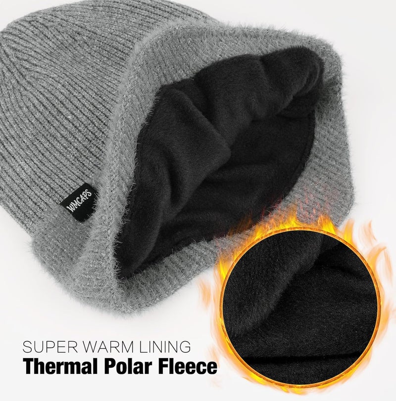 Wmcaps Winter Fleece Line Beanie with Earflap for Men Women, Outdoor Warm Thermal Knitted Hat Stocking Caps - Image 4